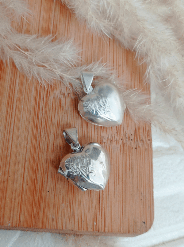 relicario 2,6cm corazón rosa