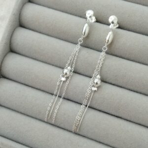 Aretes largos balín arroz