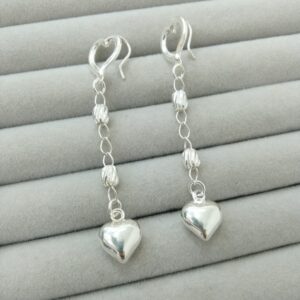 Aretes corazon balín diamantado