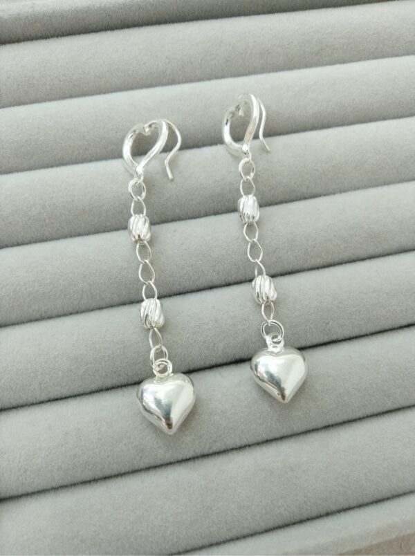 Aretes corazon balín diamantado