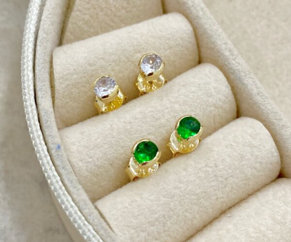 topo bisel 4mm verde y Cristal