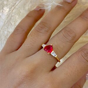 Anillo corazón rojo y verde Ajustable