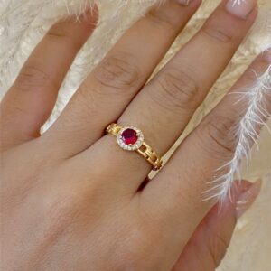 Anillo ajustable circon rojo