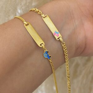 Esclava niños con BAÑO en oro 14k