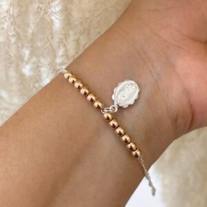 Pulsera Guadalupe balín rosado 18.5cm - 4mm