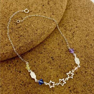 Tobillera estrella con Murano colores 26cm