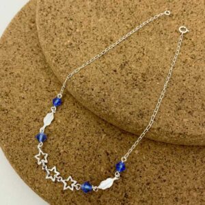 Tobillera estrella con Murano azul 26cm