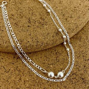 Tobillera doble carril 23cm tejido escalera y cartier