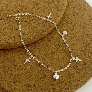 tobillera cruz - corazón 24cm