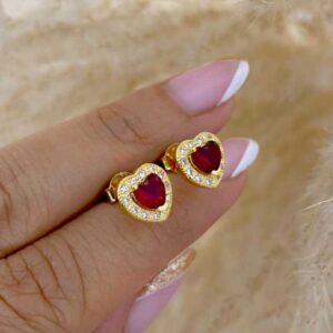 Topo corazón rojo borde Cristal 9mm