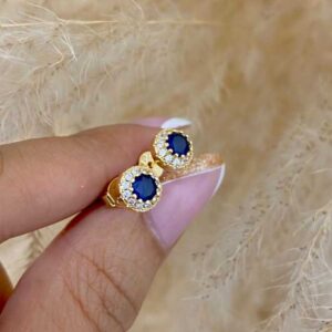 Topos redondos azul borde circon 7mm